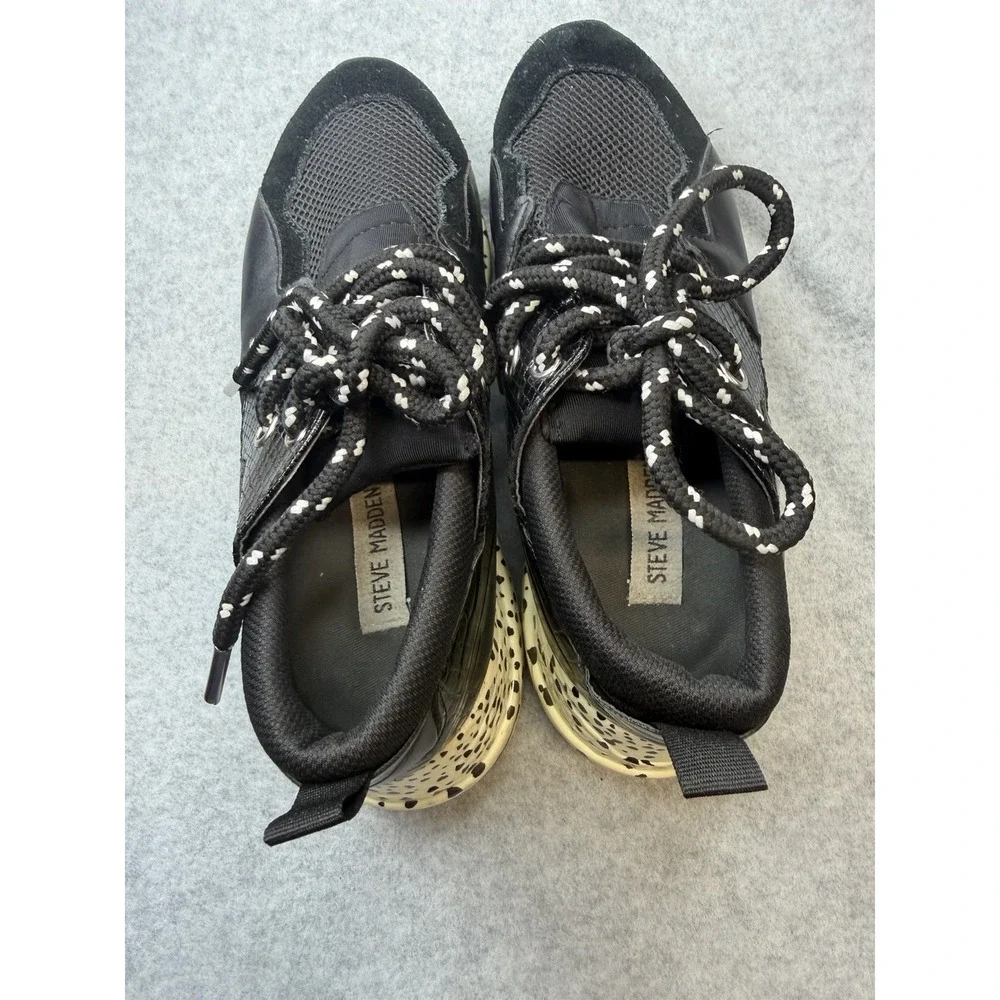 Steve Madden Cliff Women's Black/White Fashion Shoes Tennis Sneakers Size 9.5 M